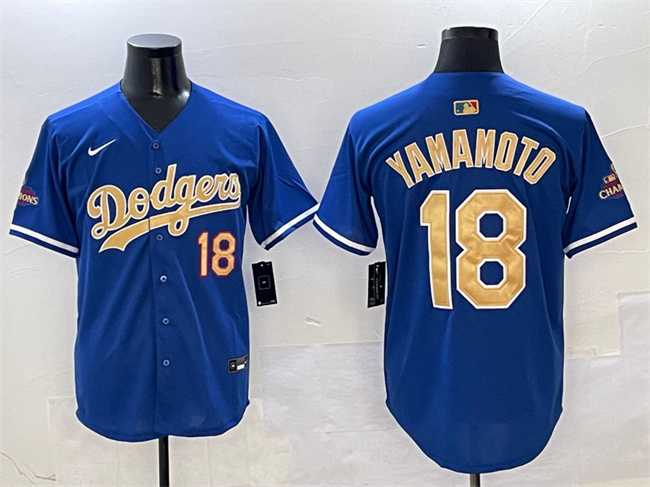 Men%27s Los Angeles Dodgers #18 Yoshinobu Yamamoto Royal 2025 Gold Collection Limited Stitched Jersey->los angeles dodgers->MLB Jersey